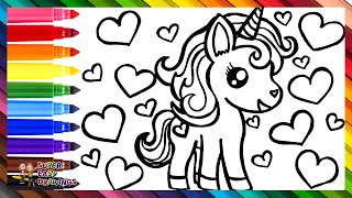 How To Draw A Unicorn 🦄 Drawing And Coloring A Cute Unicorn 🌈 Drawings For Kids [upl. by Binette]