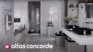 Elegant bathroom with Calacatta marble inspired tiles  Marvel  Atlas Concorde [upl. by Anaiviv]