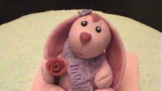 My first Fondant  Gumpaste cake topper A pink Bunny [upl. by Korff764]