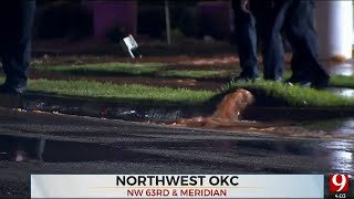 Water Main Break Creates Sinkhole In NW OKC [upl. by Buckden]