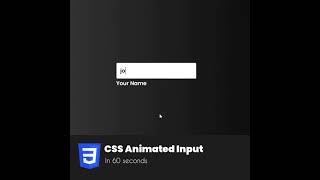 CSS Animated Input Design  shorts [upl. by Nwahsiek]