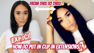 HOW I PUT IN MY CLIP IN EXTENSIONS bellami hair [upl. by Naawaj]