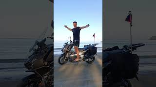 Riding a motorcycle on the beach🏍️🌿🌄 adv150 adventure trip camping trip nature sea beach [upl. by Atteynod]