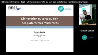 2020 LISTIC  Linnovation ouverte au sein des plateformes multifaces  Romain Gandia Fr [upl. by Milewski]