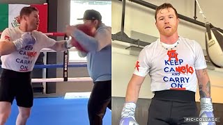 CANELO BLASTING MITTS LIKE A MONSTER ON HIS BIRTHDAY TRAINING FOR JERMELL CHARLO quotIM ALWAYS READYquot [upl. by Morgan]