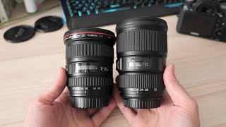 Canon EF 1635mm f4 IS L USM vs EF 1740mm f4 L USM [upl. by Ozneral347]