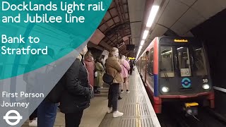 London Underground amp DLR First Person Journey  Bank to Stratford via Canning Town [upl. by Ellednahs420]