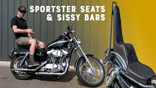 Sportster Sissy Bar amp Seat Comparison  Easy Install [upl. by Salb]