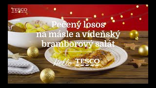 Tesco Recepty  Pečený losos na másle a vídeňský bramborový salát [upl. by Glennon]