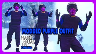 HOW TO MAKE PURPLE MODDED MALE OUTFIT WITH PURPLE JOGGERS amp PURPLE BULLETPROOF HELMET💜 GTA 5 ONLINE [upl. by Onig882]