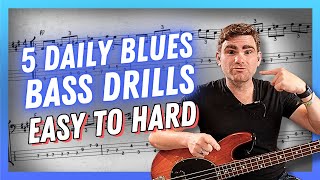 5 Daily Blues Bass Drills From Easy to Hard  Free PDF [upl. by Ahsirpac]