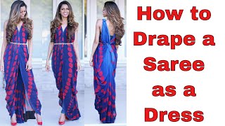 How to Drape a Saree as a Dress  Tia Bhuva [upl. by Bertine]