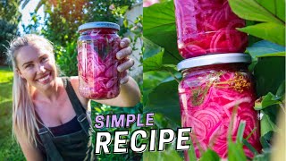 Simple Homemade Pickled Red Onion Recipe  Creating a Selfsufficient Lifestyle 🌿 [upl. by Dreyer]