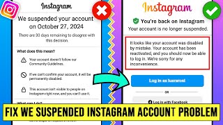 How to Fix We Suspended Instagram Account problem solve  How To Fix Instagram Account Was Suspended [upl. by Yennej480]