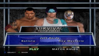 HCTP Batista vs Jeff Hardy vs Rey Mysterio Triple Threat Match NO DQ No Mercy FULL MATCH WWE [upl. by Auohc361]