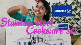 Korkmaz Stainless steel cookware set Unboxing amp How to use for lasten fridayshots [upl. by Jordanson]