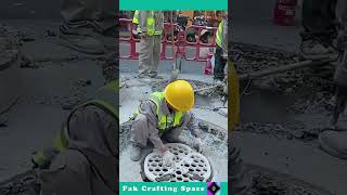 Road Plastic Manhole Cover Installation Process [upl. by Dnalsor]