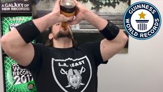 LA Beast  Fastest time to drink a bottle of maple syrup  Guinness World Records [upl. by Anil973]