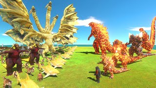 EVOLUTION of Lava GODZILLA Size Comparison VS Yellow Team  Animal Revolt Battle Simulator [upl. by Lemahs372]