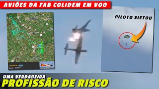 Aviões da Força Aérea COLIDEM em voo Vídeo mostra piloto após ejeção do T27 Tucano [upl. by Darcia505]