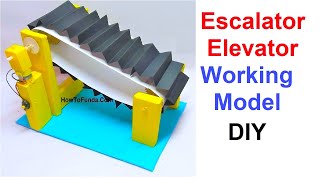 escalator elevator working model  diy using cardboard  howtofunda  inspire award science project [upl. by Quiteria3]