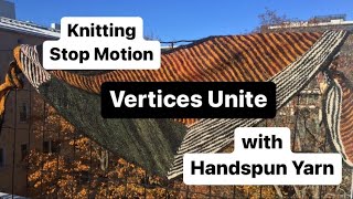 Knitting Stop Motion  Vertices Unite Shawl  with Handspun Yarn [upl. by Nediarb]