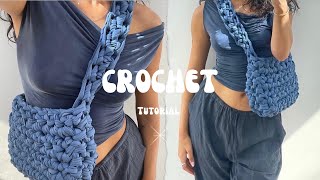 super easy crochet bag tutorial  finish in less than 2 hours beginner friendly [upl. by Davis857]