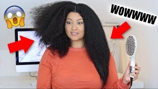 I Tried A Hair Straightening Brush On My VERY THICK Natural Hair [upl. by Petras]