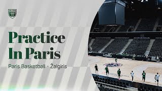 Žalgiris practice in Paris checking the rims and making halfcourt shots [upl. by Taddeo]