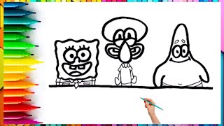 how to draw SpongeBob 🧽 easy drawing and coloring 🖌️🖍️🎨 [upl. by Marr]