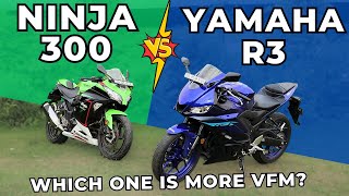 Yamaha R3 vs Kawasaki Ninja 300  Comparison  Which is more Value for Money ninja300 r3 [upl. by Nilek]