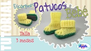 Patucos o escarpines con suela para bebe de 3 meses a 2 Agujas [upl. by Anceline]