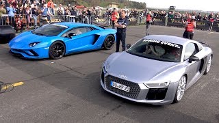 Audi R8 V10 Plus vs Lamborghini Aventador S [upl. by Ahsiekal]