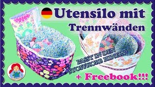 DIY  Utensilo mit Trennwänden selber nähen  Freebook • Sami Doll Tutorials [upl. by Hennahane67]