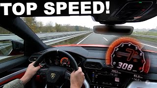 NOVITEC LAMBORGHINI URUS ESTESO TOP SPEED 308kmh on the autobahn No speed limit [upl. by Gratia]