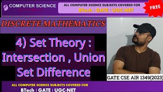 Discrete Mathematics  4 SET OPERATIONS  Intersection  Union  Set Difference [upl. by Enyaw]