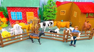 Realistic Farm Diorama With Animals And Barnyard  Cow Pig Horse And Sheep [upl. by Akkina]