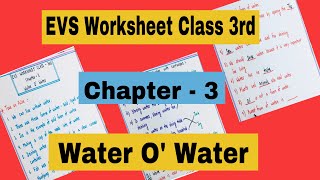 EVS worksheet class 3rd  Chapter  3 Water O’ Water sugameducationhub8585 [upl. by Akienahs]