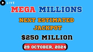 Mega Millions Next Estimated Jackpot Drawing for Oct 29 2024  Live Winning Numbers amp Results [upl. by Ybhsa]