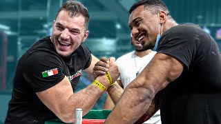 ERMES GASPARINI VS LARRY WHEELS ARM WRESTLING IN DUBAI [upl. by Avid802]