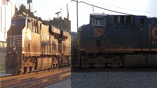 CSX 3228 Leads C318 Meets NS 8127 leading 22X through Homestead PA [upl. by Ewall148]