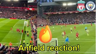 🔥 Liverpool Fans Reactions to Mohamed Salah Goal vs Manchester City😳ynwa anfield [upl. by Annawyt]