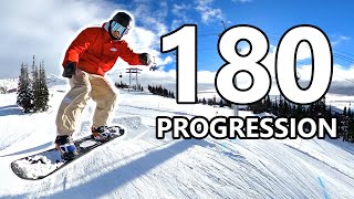 Snowboard 180 Spin Progression on Small Jumps [upl. by Herby]