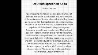 Deutsch sprechen a2 b1 Thema Reisen [upl. by Trepur824]