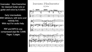 Insensatez How Insensitive Guitar solo music sheet [upl. by Ydnyl]