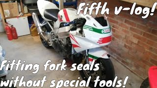 Castrol Honda CBR 929 RR Fireblade Track Bike Build vlog Ep 5 Replace Fork Seals  No Special Tools [upl. by Kcarb702]