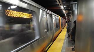 Boston MBTA New Orange Line Trains Arriving at Chinatown Station  New Trains in service  2182020 [upl. by Yhtir]