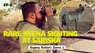 Sudden encounter with Hyena at Sariska  Jungle safari Zone 1 sariska safari [upl. by Nosinned]