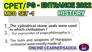 HISTORY  MCQ PRACTICE SET 1 FOR ODISHA CPETPG ENTRANCE EXAM 2022 [upl. by Esirrehc]