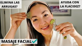 RODILLO DE JADE VS GUA SHA TUTORIAL  COMO USARLO  MASAJE FACIAL  DRENAJE LINFATICO jade roller [upl. by Idur]